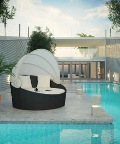 Wholesale โค๏ธ LexMod Siesta Canopy Outdoor Daybed, Espresso White ๐
