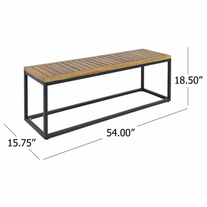 Best reviews of โ๏ธ GDFStudio GDF Studio Drew Outdoor Industrial Acacia Wood And Iron Bench, Teak Finish ๐ - Image 3