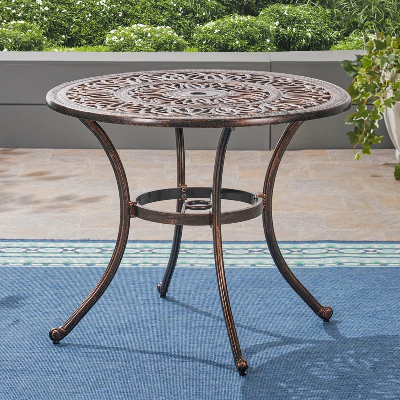 Outlet 🔥 GDFStudio Athena Outdoor Round Cast Aluminum Dining Table 😍 - Image 2