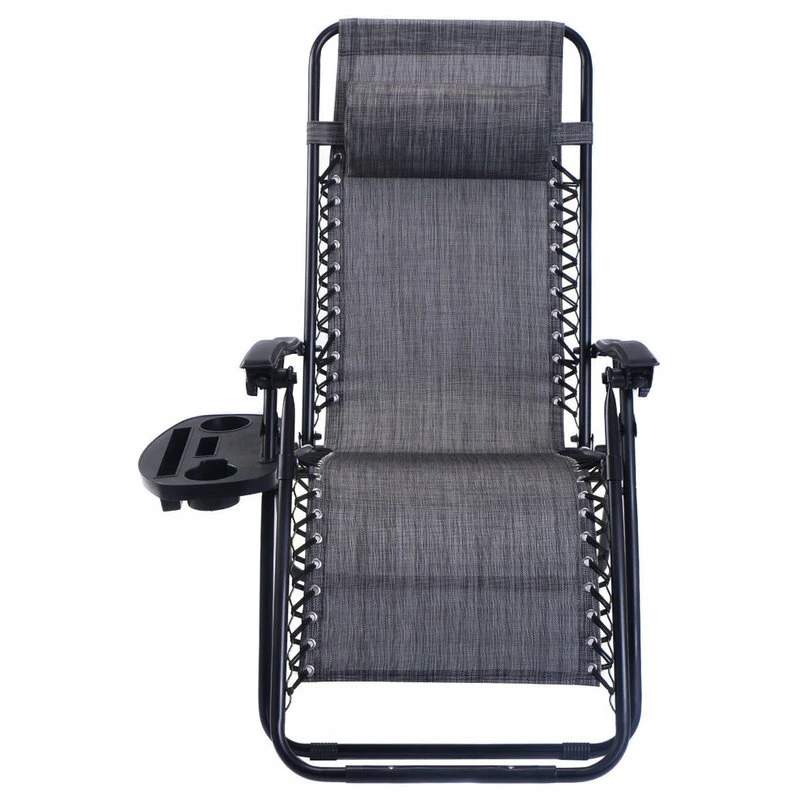 Cheapest 🔔 Costway 2PC Folding Zero Gravity Reclining Lounge Chairs Patio W/Utility Tray 🛒 - Image 5