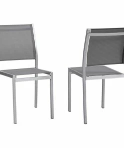 Best Pirce ๐ LexMod Shore Side Chair Outdoor Aluminum, Set Of 2, Silver Gray ๐