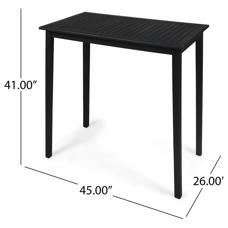 Best Pirce 🤩 GDFStudio Teresa Outdoor Acacia Wood Rectangle Bar Table, Dark Gray ✨ - Image 8