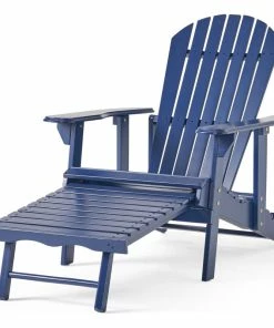 Best Sale ❤️ GDFStudio GDF Studio Katherine Outdoor Reclining Wood Adirondack Chair With Footrest, Navy 🥰