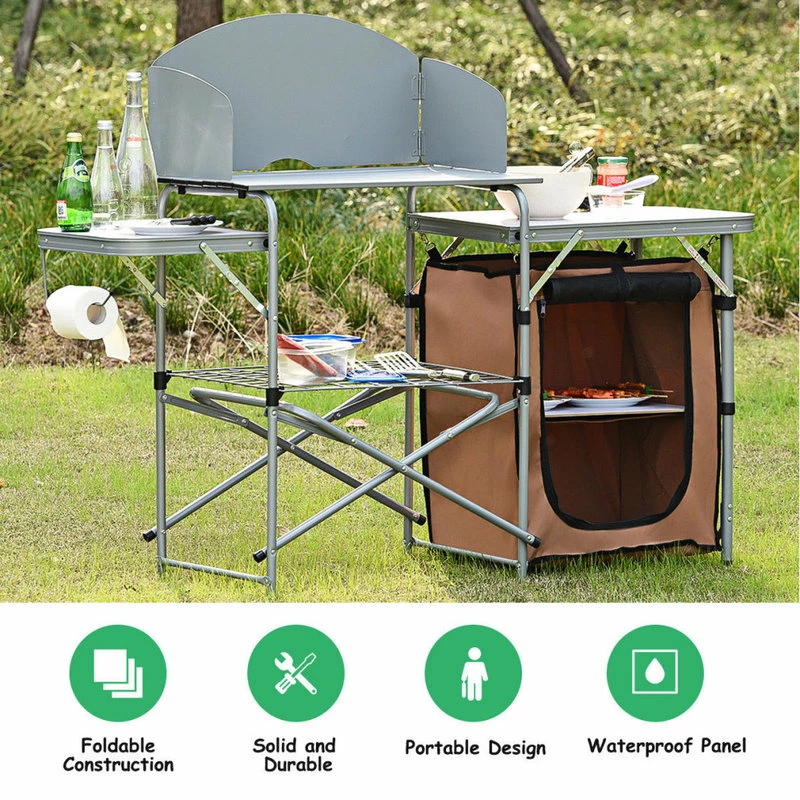 Best deal ๐ Costway Foldable Camping Table Outdoor BBQ Portable Grilling Stand W/ Bag ๐งจ - Image 2