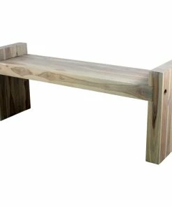 Buy 🛒 Strata Furniture 18x48" Traditional Wood Two Seat Block Bench In Gray 🎉