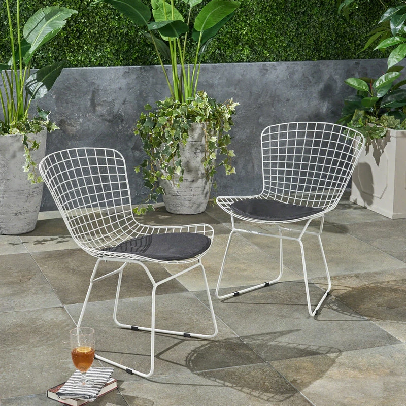 Buy ๐ GDFStudio GDF Studio Fonda Outdoor Iron Chairs, Set Of 2, White/Black ๐ฅ - Image 2
