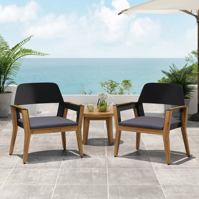 Buy 🎉 GDFStudio Brayson Outdoor Acacia Wood Club Chairs With Cushion, Set Of 2 👍 - Image 2
