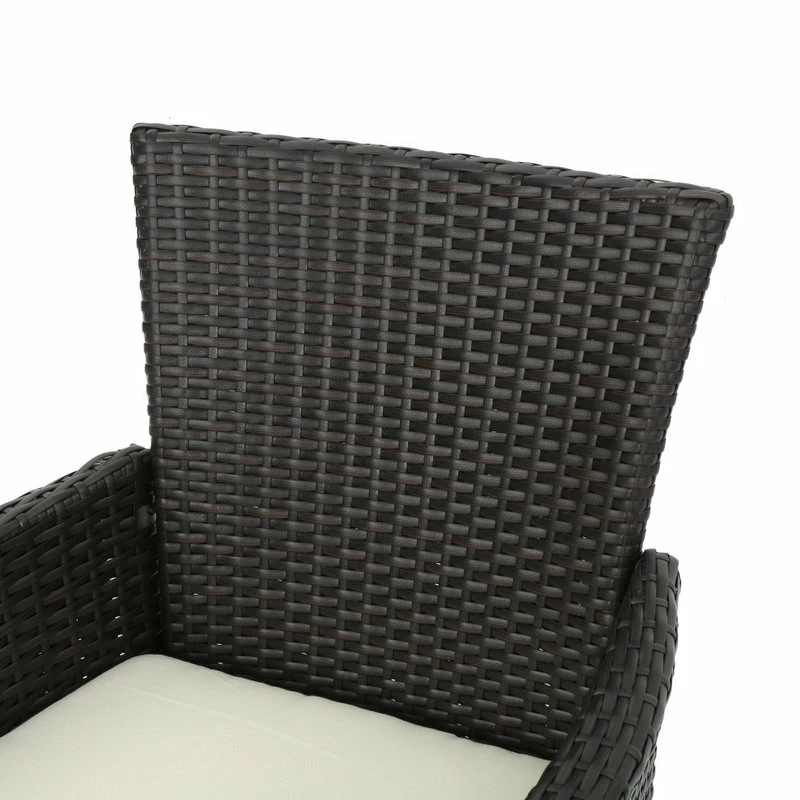 Flash Sale 😀 GDFStudio GDF Studio Clementine Outdoor Multibrown PE Wicker Dining Chairs, Set Of 2 😍 - Image 5