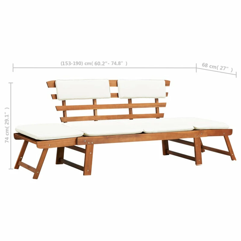 Best deal ๐ฅ Vida XL LLC VidaXL Solid Acacia Wood Patio Bench With Cushions 2-in-1 Outdoor Garden Seat โญ - Image 9