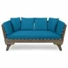 Best Sale ⌛ GDFStudio GDF Studio Othello Outdoor Acacia Wood Daybed With Cushions, Gray/Dark Teal 😉
