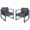New 😍 GDFStudio GDF Studio Wally Outdoor Aluminum Club Chairs, Dark Gray/Black, Set Of 2 🔔
