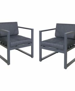 New 😍 GDFStudio GDF Studio Wally Outdoor Aluminum Club Chairs, Dark Gray/Black, Set Of 2 🔔