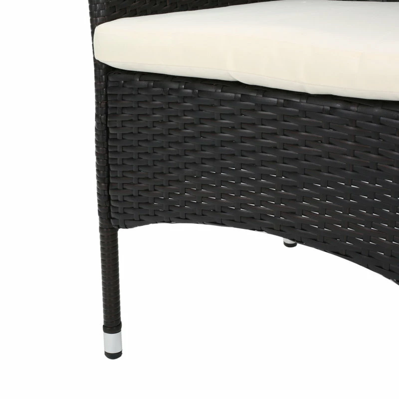 Best Sale 😍 GDFStudio GDF Studio 3-Piece Dorchester Outdoor Brown Wicker Bistro Set With Cushion ❤️ - Image 8