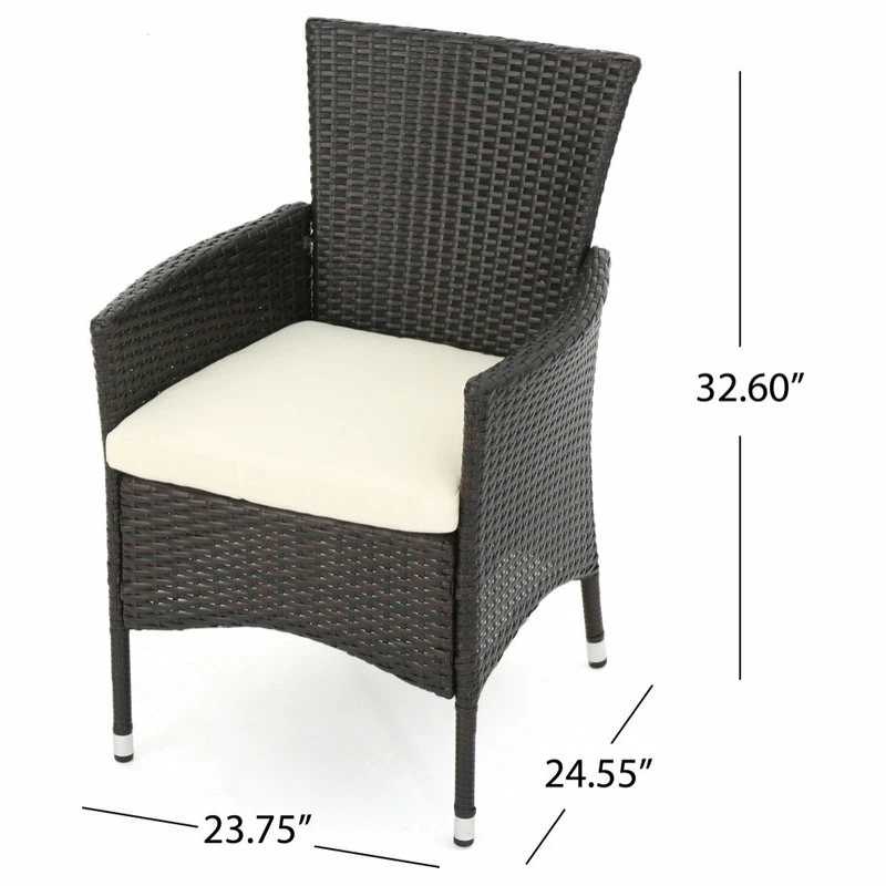 Flash Sale 😀 GDFStudio GDF Studio Clementine Outdoor Multibrown PE Wicker Dining Chairs, Set Of 2 😍 - Image 11