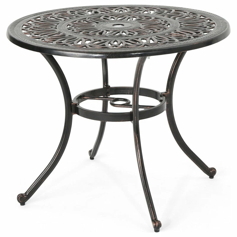 Outlet 🔥 GDFStudio Athena Outdoor Round Cast Aluminum Dining Table 😍