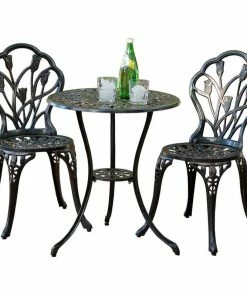 Best Sale 😍 GDFStudio GDF Studio Nassau Outdoor Vintage Style Cast Aluminum Bistro Set With Tulips ✨