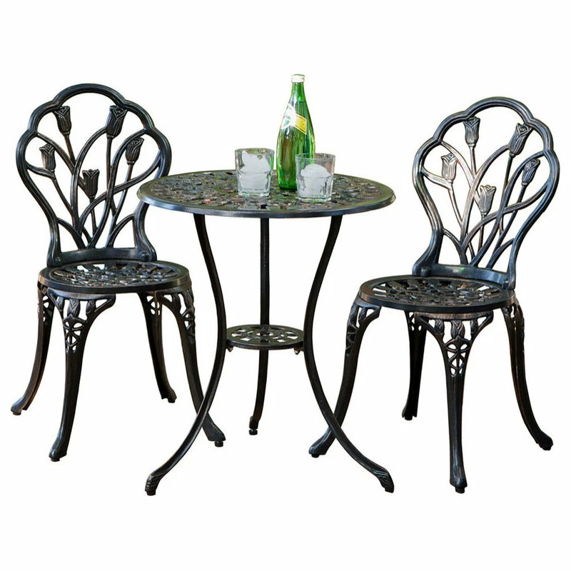 Best Sale ๐ GDFStudio GDF Studio Nassau Outdoor Vintage Style Cast Aluminum Bistro Set With Tulips โจ