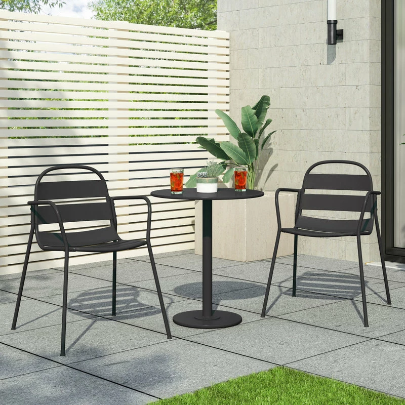 Outlet ๐ GDFStudio Keairns Outdoor 3 Piece Bistro Set, Matte Black ๐งจ - Image 2