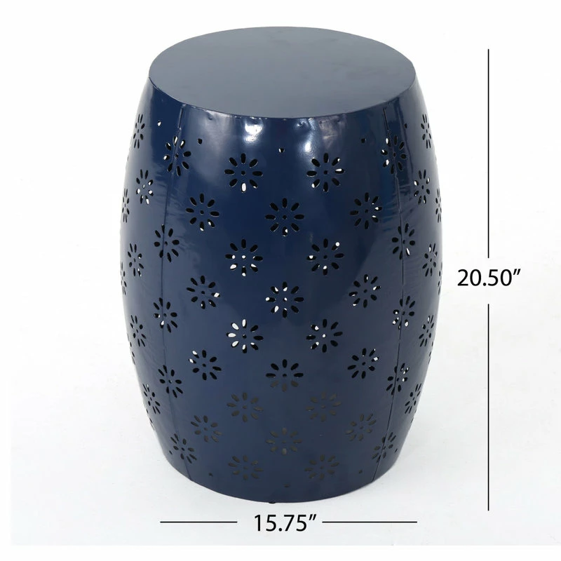 Outlet π GDFStudio GDF Studio Breeze Outdoor 15" Iron Side Table, Dark Blue π - Image 3