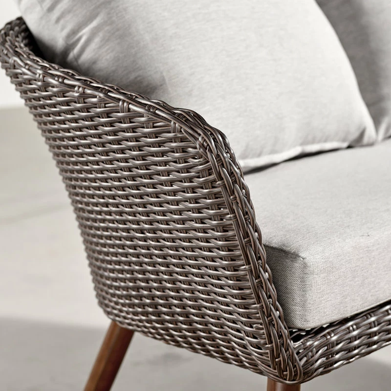 Outlet 🔔 Bolton Furniture, Inc. Athens All-Weather Brown Wicker Outdoor Chairs, Gray Cushions, Set Of 2 🥰 - Image 9