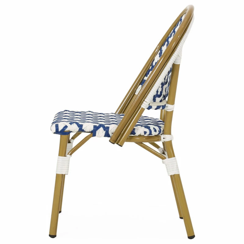Brand new 🥰 GDFStudio Bronson Outdoor French Bistro Chair, Set Of 2, Blue/White/Bamboo Print Finish 🌟 - Image 4