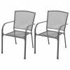 Discount 😍 Vida XL LLC VidaXL 2x Stackable Patio Chairs Steel Gray Outdoor Garden Dining Mesh Seats 🔔