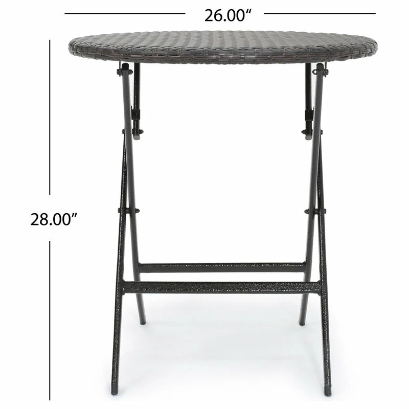 Best Sale 😍 GDFStudio GDF Studio 3-Piece Dorchester Outdoor Brown Wicker Bistro Set With Cushion ❤️ - Image 3