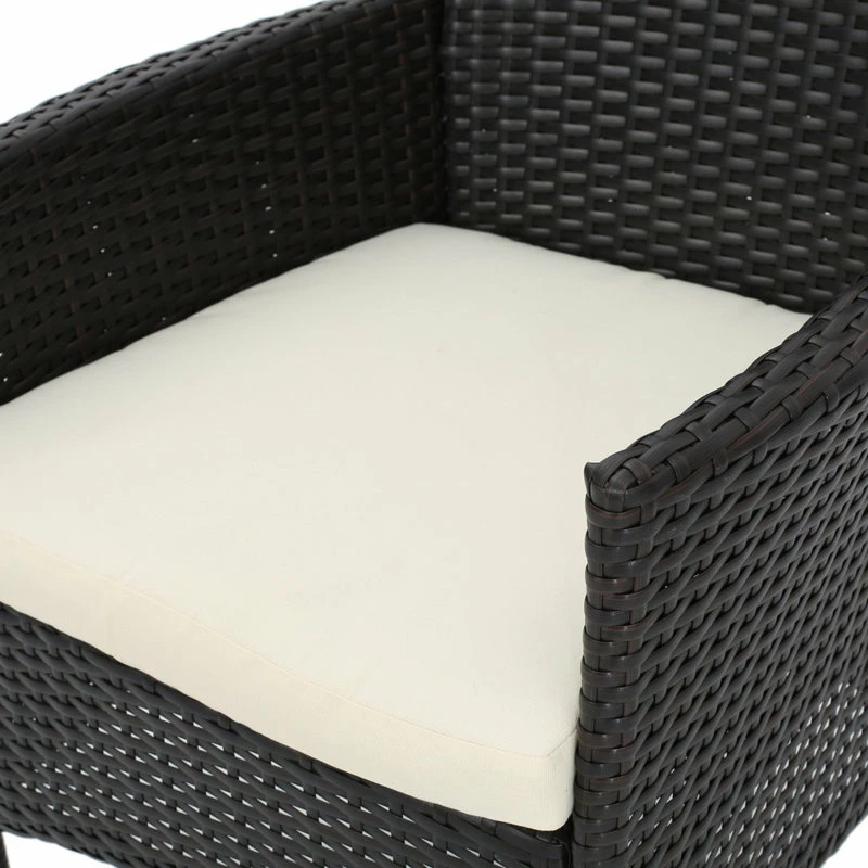 Best Sale 😍 GDFStudio GDF Studio 3-Piece Dorchester Outdoor Brown Wicker Bistro Set With Cushion ❤️ - Image 9