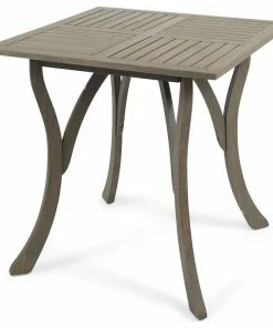 Best deal 🔥 GDFStudio GDF Studio Baia Outdoor Acacia Wood Square Dining Table, Gray 🎁