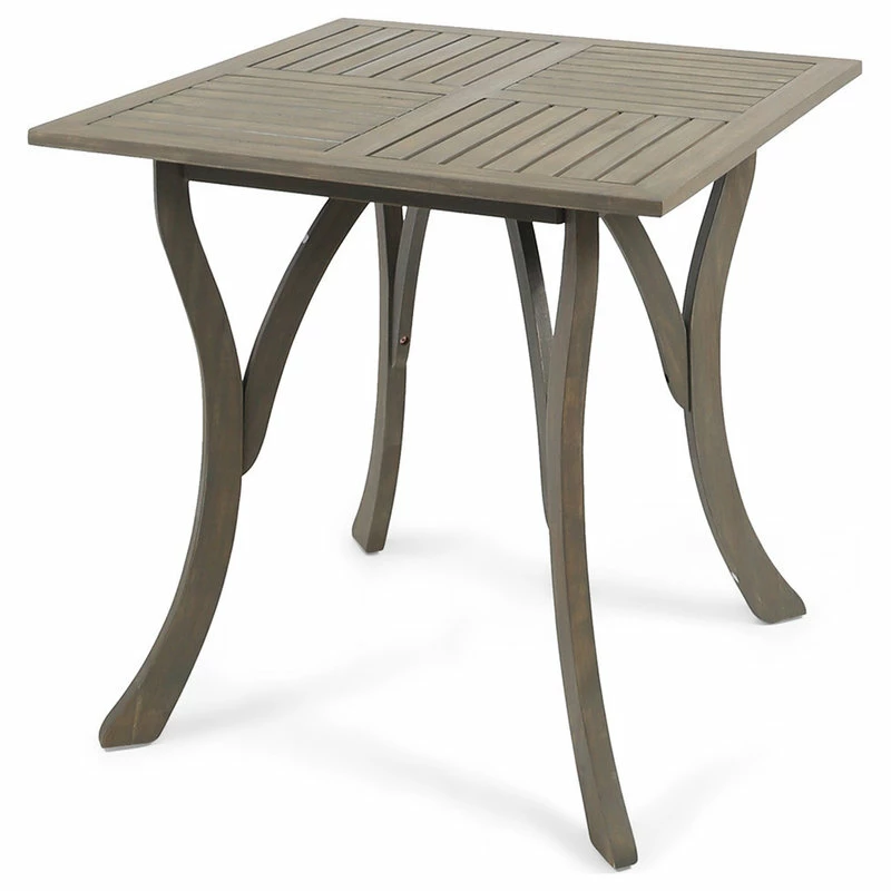 Best deal 🔥 GDFStudio GDF Studio Baia Outdoor Acacia Wood Square Dining Table, Gray 🎁