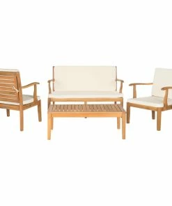 Flash Sale 🥰 Safavieh Fresno 4-Piece Outdoor Living Set, Natural ✔️