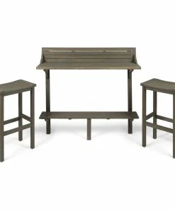 Flash Sale ๐ฅฐ GDFStudio GDF Studio 3-Piece Cassie Outdoor Acacia Wood Balcony Bar Set, Gray Finish ๐ฏ
