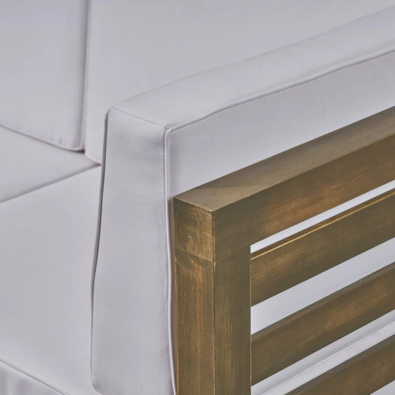 Brand new โ๏ธ GDFStudio Louise Outdoor Acacia Wood Club Chairs With Cushions, Set Of 2, White โ๏ธ - Image 7