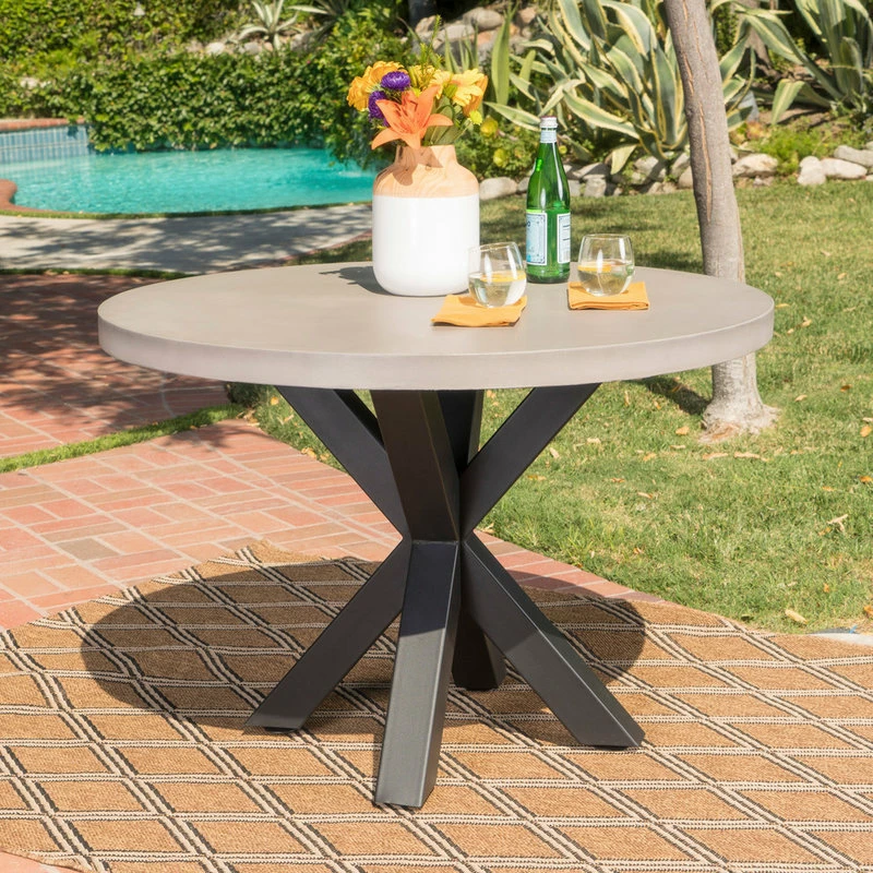 Top 10 💯 GDFStudio Sia Outdoor Modern Lightweight Concrete Circular Dining Table With Cross Base ⌛ - Image 2