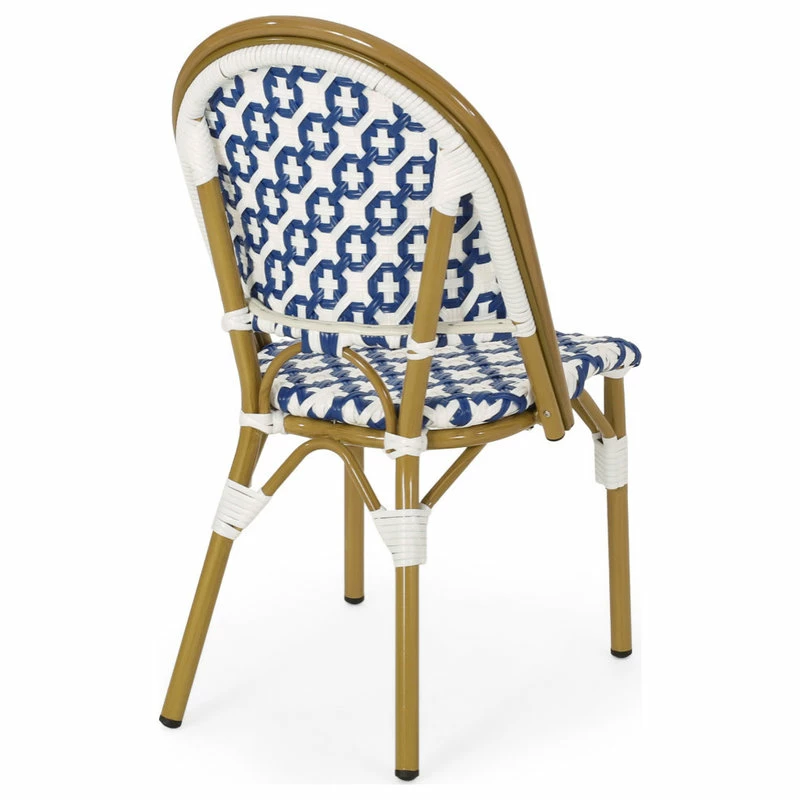 Brand new 🥰 GDFStudio Bronson Outdoor French Bistro Chair, Set Of 2, Blue/White/Bamboo Print Finish 🌟 - Image 3