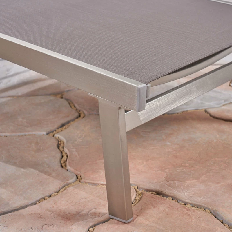 Cheapest ⭐ GDFStudio GDF Studio Joy Outdoor Mesh And Aluminum Chaise Lounge, Gray 💯 - Image 8