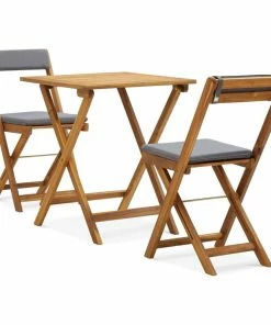 Brand new ๐ Vida XL LLC VidaXL Solid Acacia Wood Folding Bistro Set With Cushions 3 Pieces Garden ๐