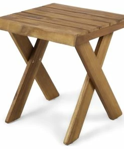 Coupon 💯 GDFStudio GDF Studio Irene Outdoor Acacia Wood Side Table, Teak 🧨