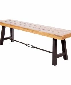 Wholesale 😀 GDFStudio GDF Studio Cana Outdoor Teak Acacia Wood Bench With Rustic Metal Accents, Teak ⌛