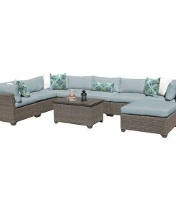 Budget 🧨 TKClassics Monterey 9 Piece Outdoor Wicker Patio Furniture Set 09b, Spa 💯