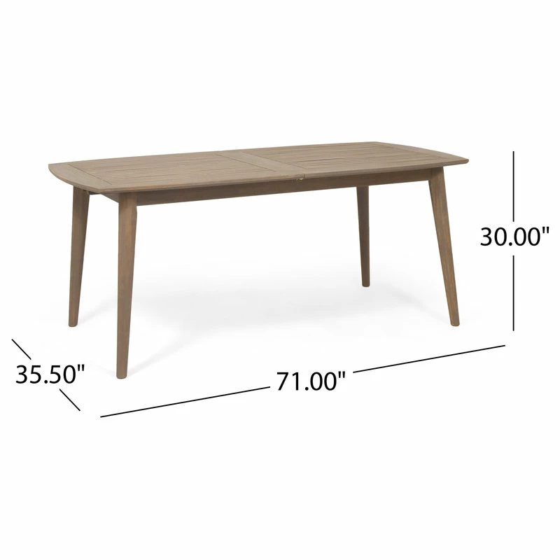 New ๐ GDFStudio Candance Outdoor Acacia Wood Expandable Dining Table, Gray ๐ - Image 4