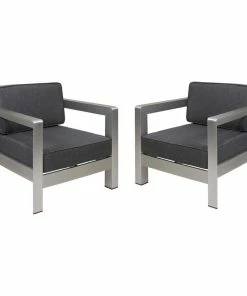 Cheapest 🌟 GDFStudio GDF Studio Booth Outdoor Aluminum Club Chairs, Set Of 2, Sliver/Gray 😉