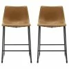 Buy 🎁 Walker Edison 26" Industrial Faux Leather Counter Stool, Set Of 2- Whiskey Brown ⌛