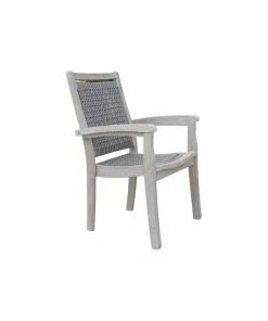 Cheapest 🤩 Outdoor Interiors Gray Wash Eucalyptus And Driftwood Gray Wicker Stacking Dining Chair 🌟