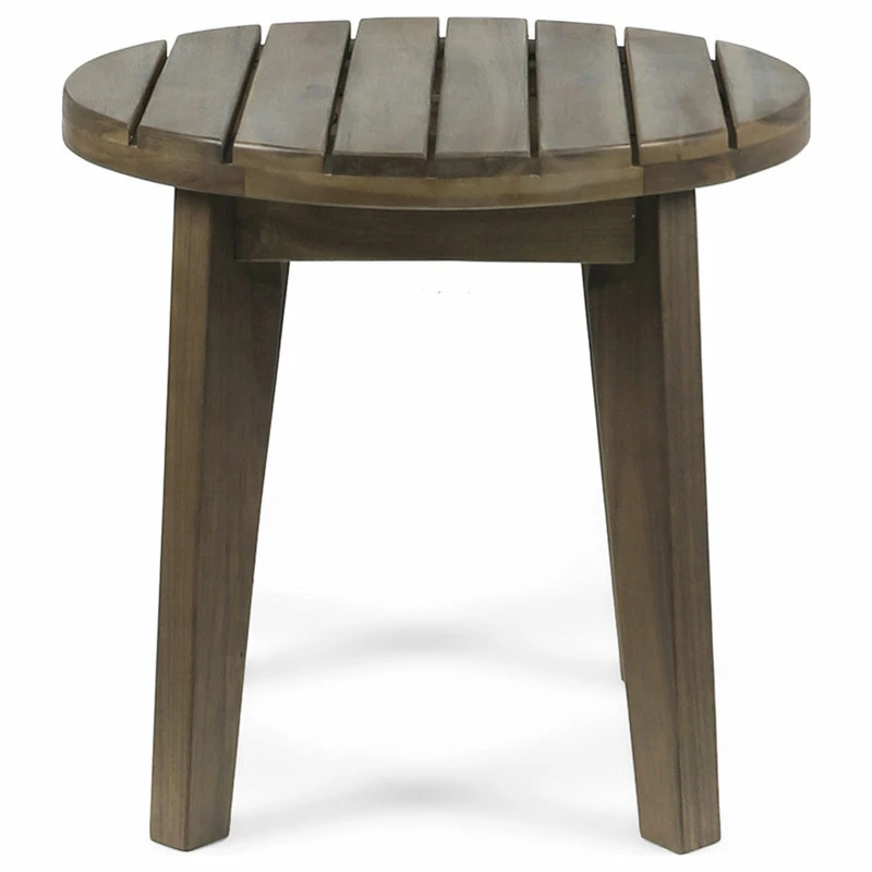 New โญ GDFStudio GDF Studio Parker Outdoor 16" Acacia Wood Side Table, Gray Finish ๐ - Image 8