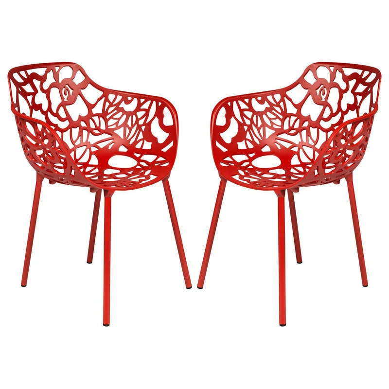 Top 10 ๐ Leisuremod Modern Devon Aluminum Chair With Arm, Set Of 2, Red โจ