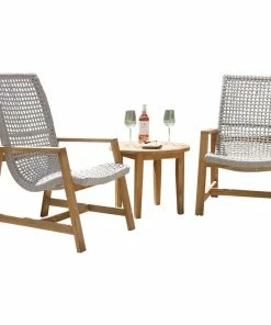 Best deal 💯 Outdoor Interiors 3-Piece Nautical Rope And Teak Lounger Set With Matching Accent Table 🎉