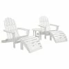 Flash Sale 😀 Polywood Classic Oversized Curveback Adirondack 5-Piece Casual Set, White 🎉