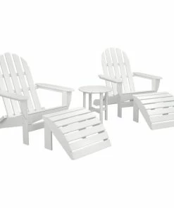 Flash Sale 😀 Polywood Classic Oversized Curveback Adirondack 5-Piece Casual Set, White 🎉