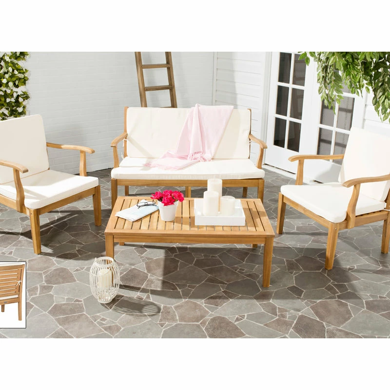 Flash Sale ๐ฅฐ Safavieh Fresno 4-Piece Outdoor Living Set, Natural โ๏ธ - Image 4